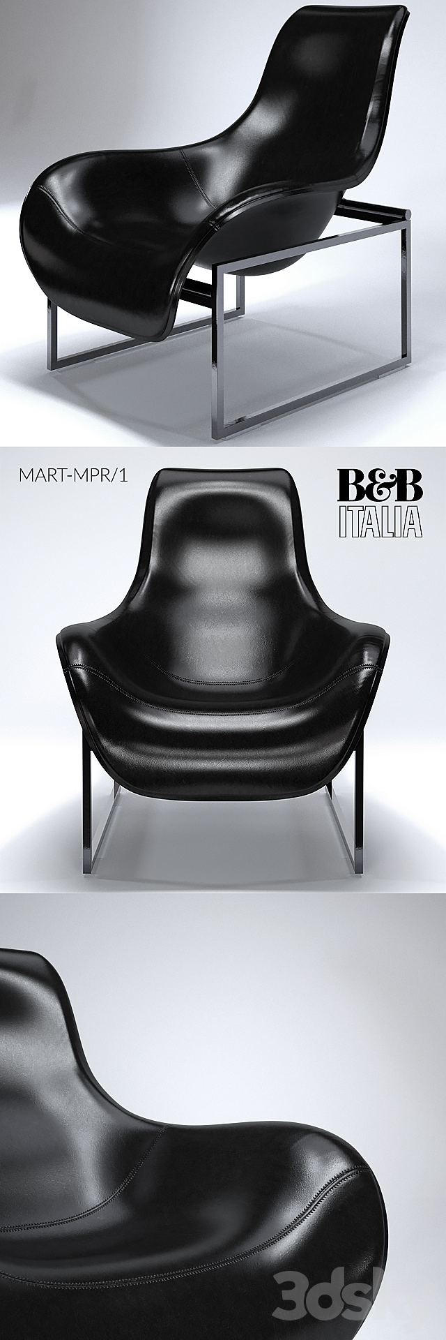B & B Italia Mart MPR _ 1 Chair 3DS Max Model - thumbnail 2