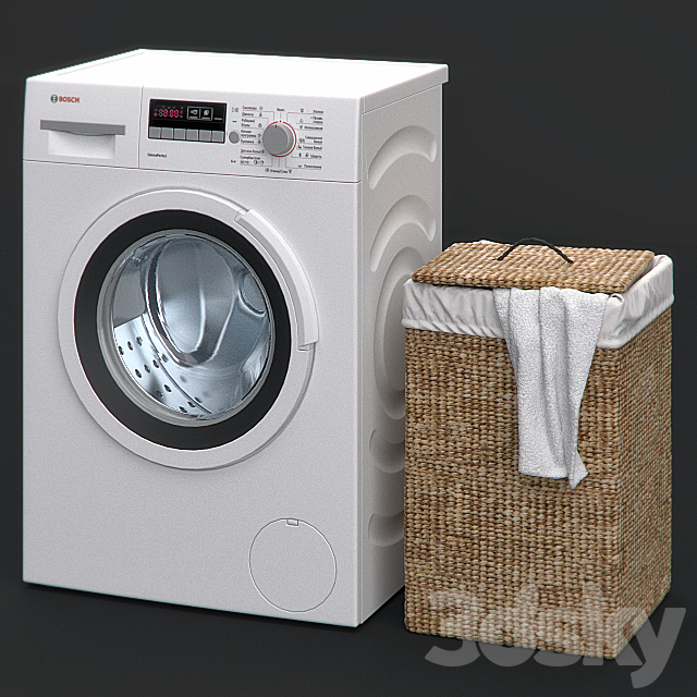 Washing machine and laundry basket 3DSMax File - thumbnail 1