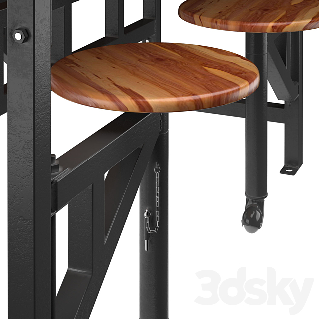 Space table with bar stools 3DSMax File - thumbnail 2