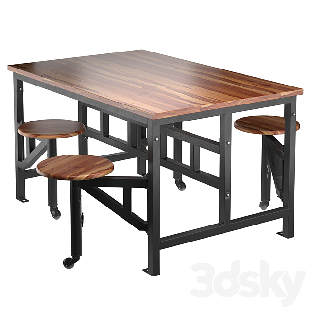 Space table with bar stools 3DSMax File - thumbnail 3