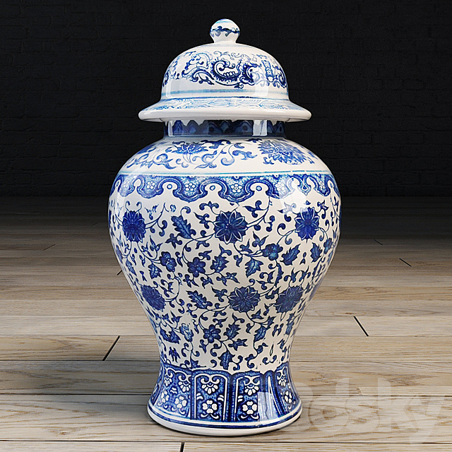 Traditional Chinese vase with lid 3DSMax File - thumbnail 1