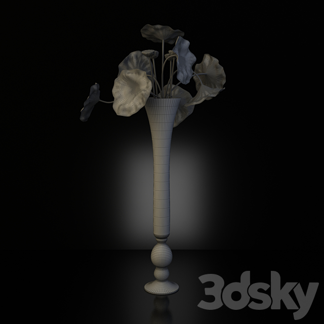 Vase with Lotus. vgnewtrend arrangement 3DSMax File - thumbnail 3