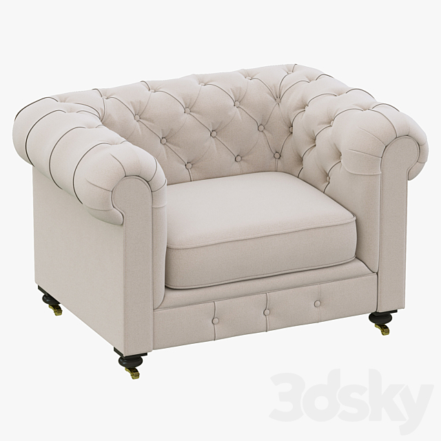 Restoration Hardware Kensington Upholstered Chair 3DSMax File - thumbnail 1