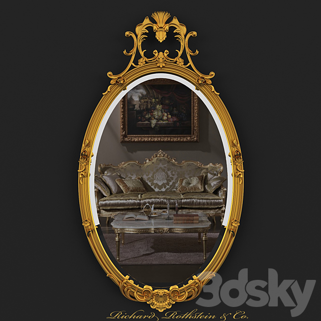 Oval Mirror with Gold Crest 3DSMax File - thumbnail 1
