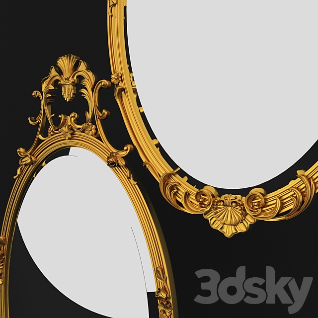 Oval Mirror with Gold Crest 3DSMax File - thumbnail 2
