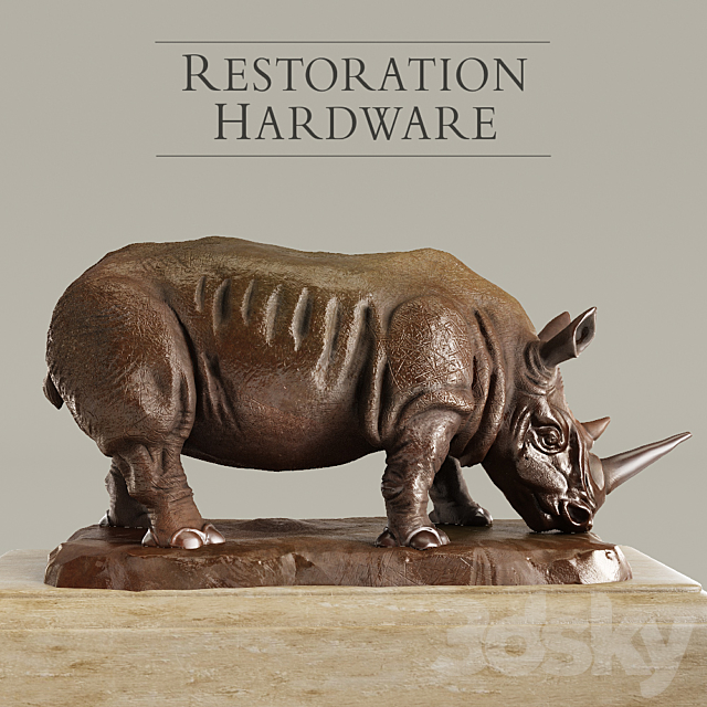 RH Bronze Rhino 3DSMax File - thumbnail 1