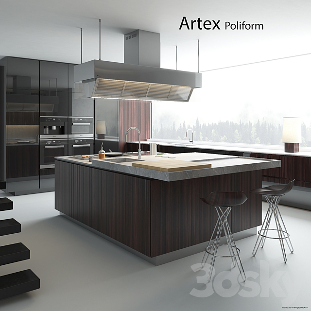Kitchen Poliform Varenna Artex 2 3DSMax File - thumbnail 1