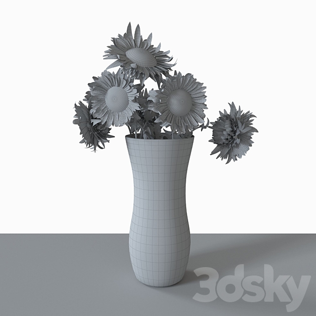 Sunflowers in a vase 3DSMax File - thumbnail 2