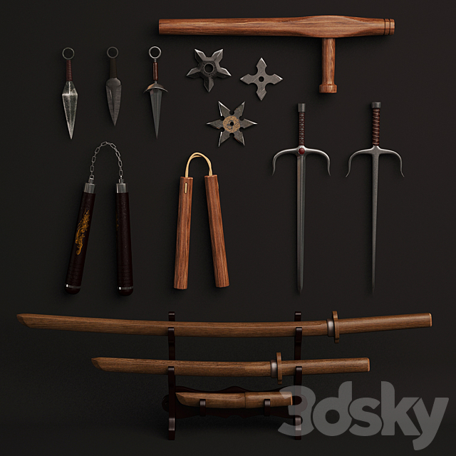 set of weapons for combat iskussva 3DSMax File - thumbnail 1