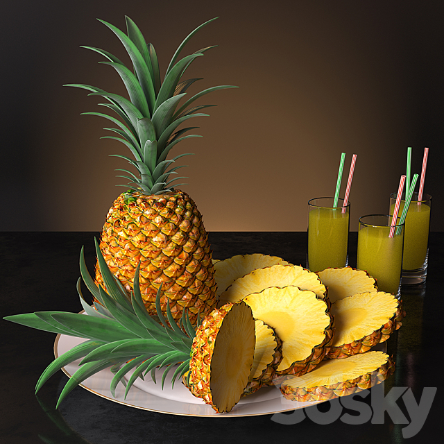 serving of pineapple 3DSMax File - thumbnail 1