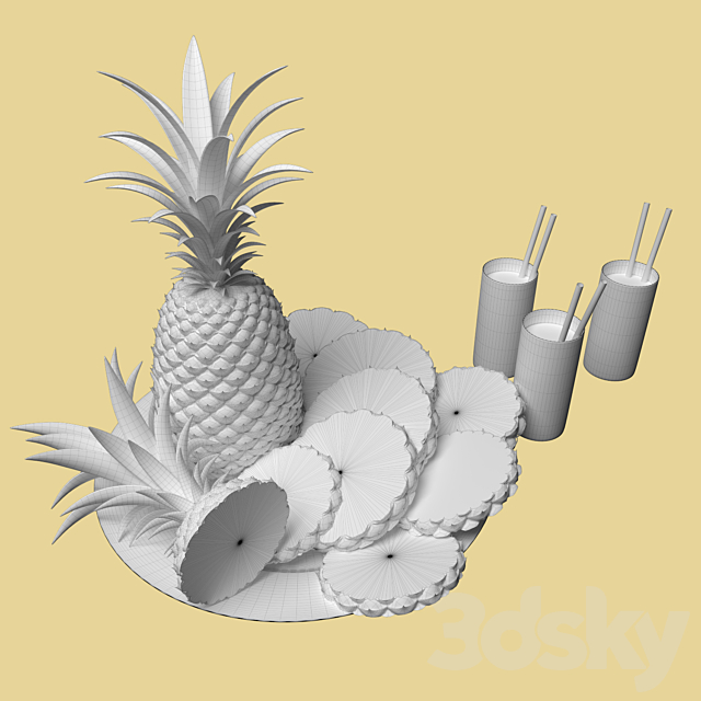 serving of pineapple 3DSMax File - thumbnail 2