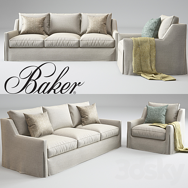Baker Tiburon sofa & Tiburon Lounge Chair_Barbara Barry 3DSMax File - thumbnail 1