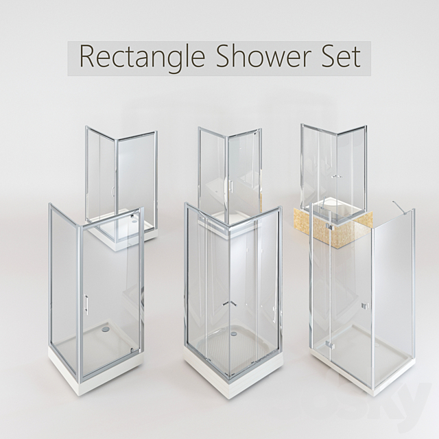 Collection of Rectangular Shower Cabins 3DSMax File - thumbnail 1