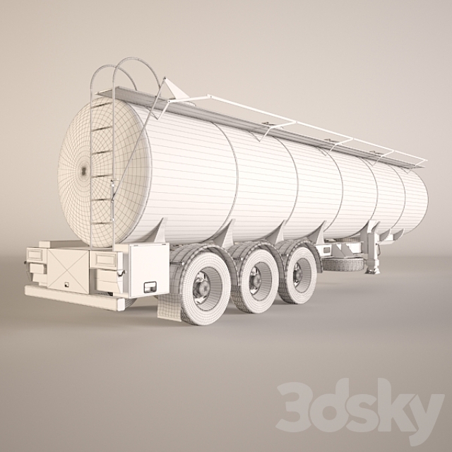 Gasoline Fuel Tanker Trailer - Semitrailer tank for fuel transportation 3d