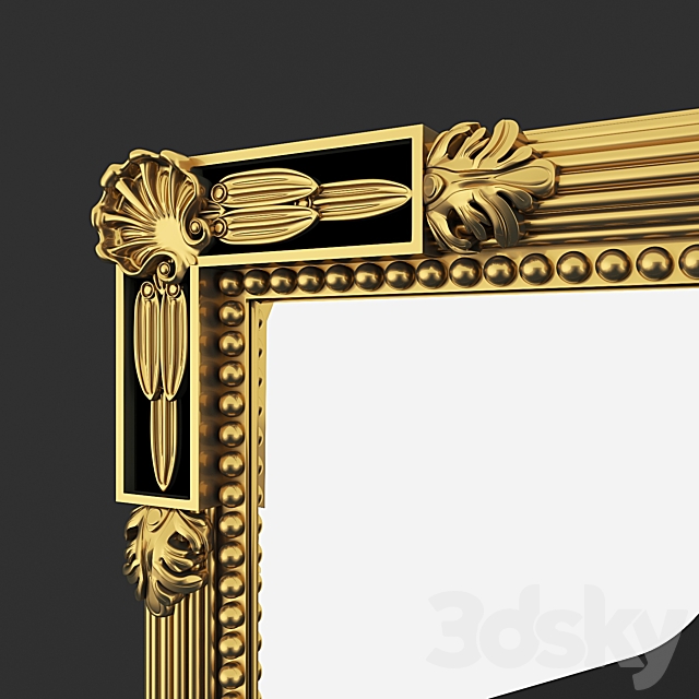 Black and Gold Federal Style Mirror 3d