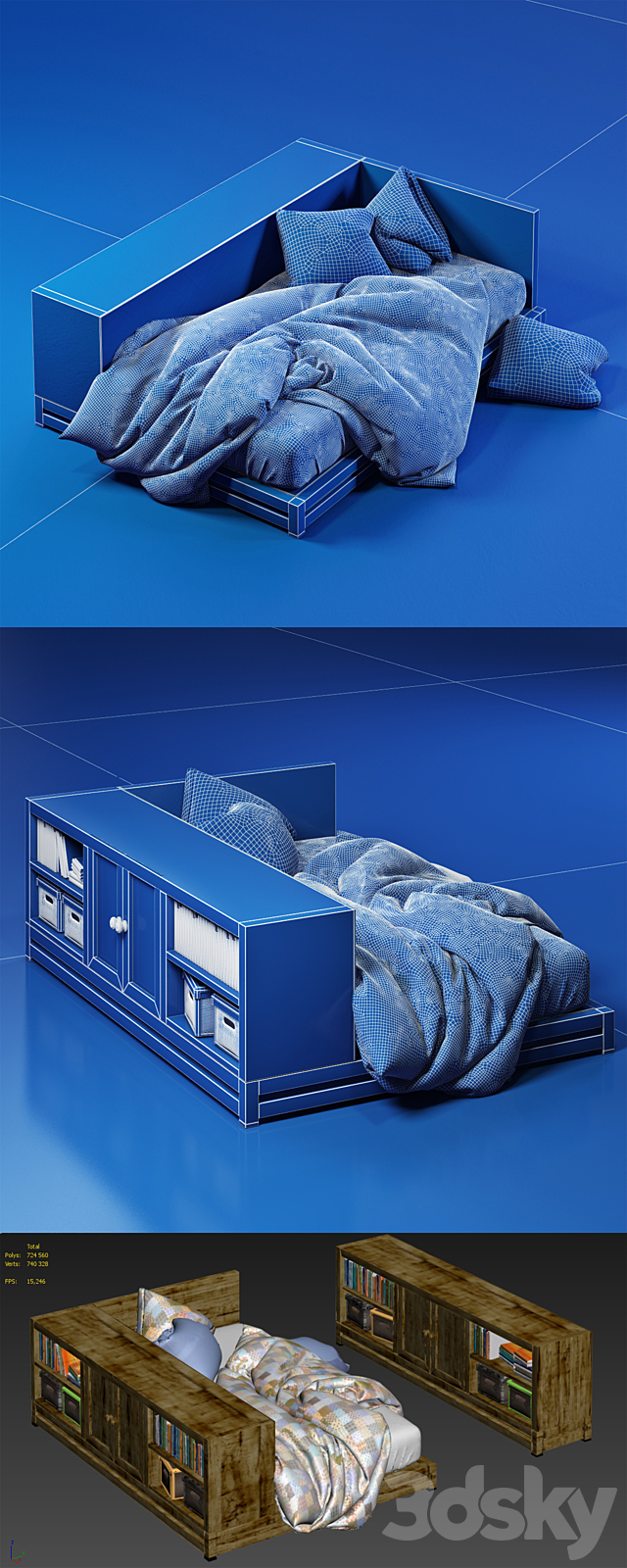 Bed for a teenager 3DSMax File - thumbnail 3