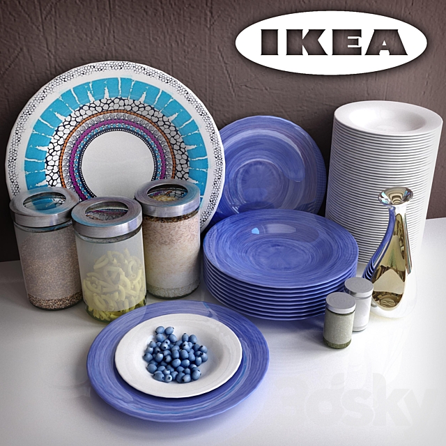 A set of dishes and jars of loose spices for IKEA 3DSMax File - thumbnail 1