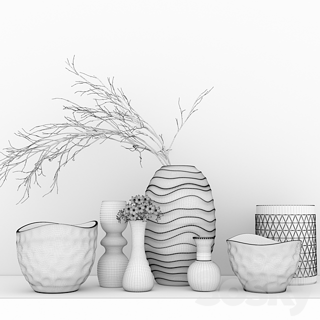 Decor set Kelly Hoppen 4 / decorative set Vase 3D Models