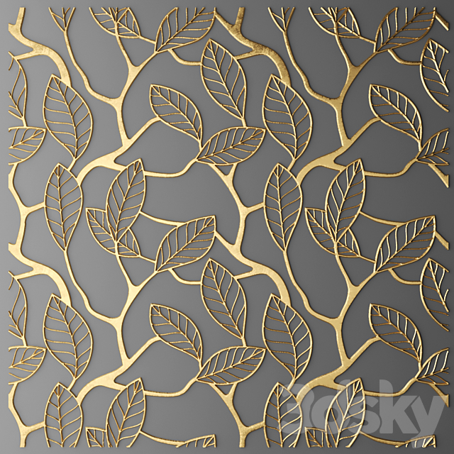Panel. Lattice. panel. pattern. art. abstraction. decorative. interior. wall decor. gold. luxury. leaf 3DSMax File - thumbnail 2