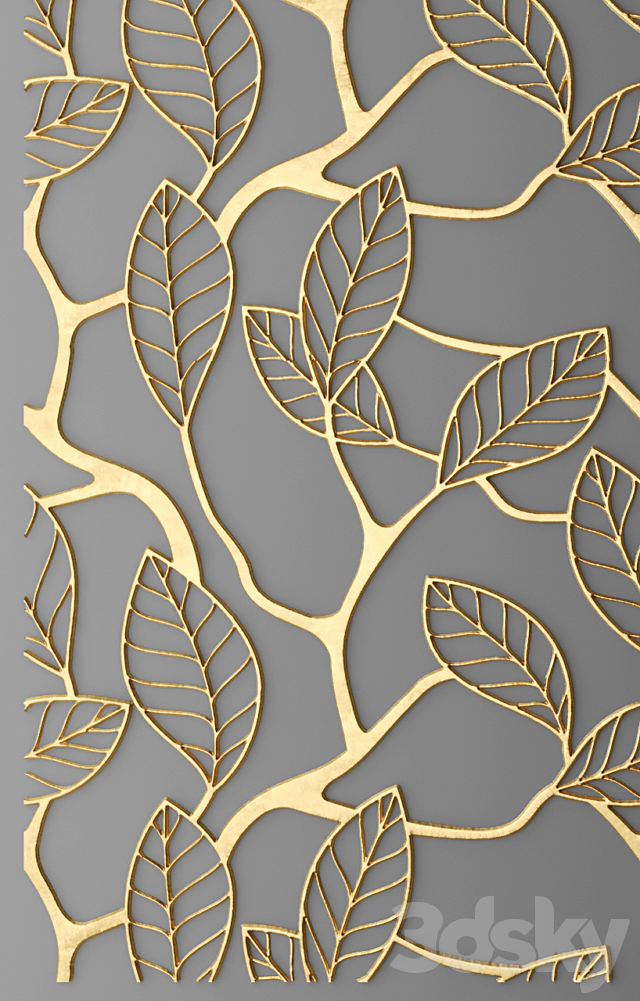 Panel. Lattice. panel. pattern. art. abstraction. decorative. interior. wall decor. gold. luxury. leaf 3DSMax File - thumbnail 3