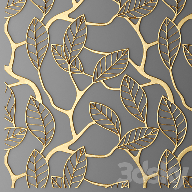 Panel. Lattice. panel. pattern. art. abstraction. decorative. interior. wall decor. gold. luxury. leaf 3DSMax File - thumbnail 4