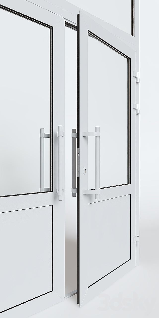 Entrance aluminum door 3d