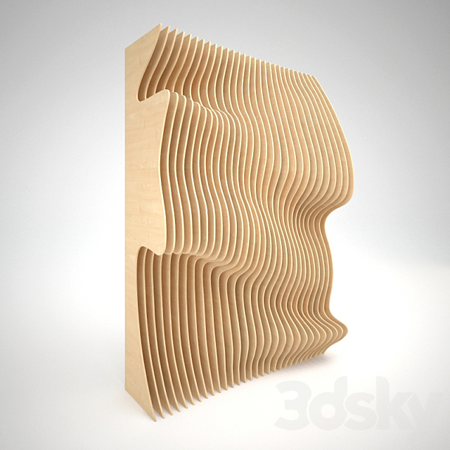 Parametric wall panel of wood 3d