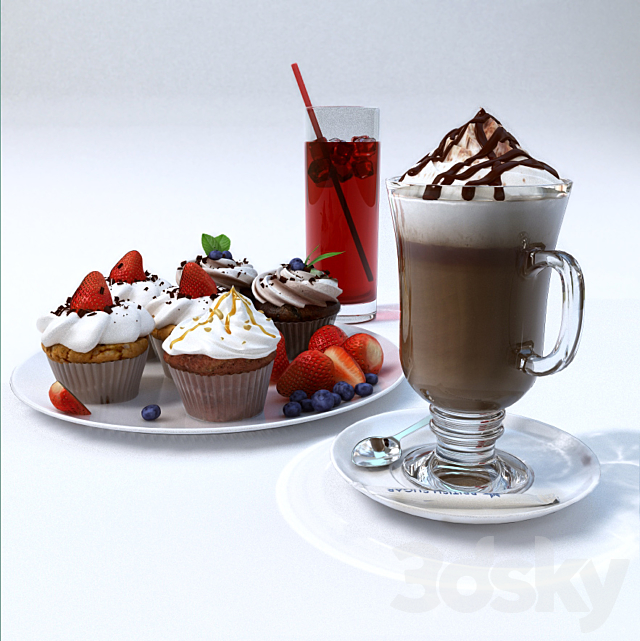 Dessert and coffee 3DSMax File - thumbnail 1