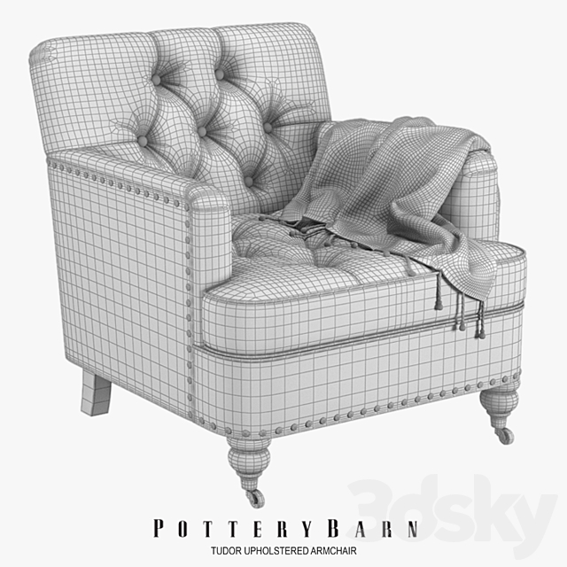 Pottery Barn – Tudor Upholstered Armchair 3DSMax File - thumbnail 2