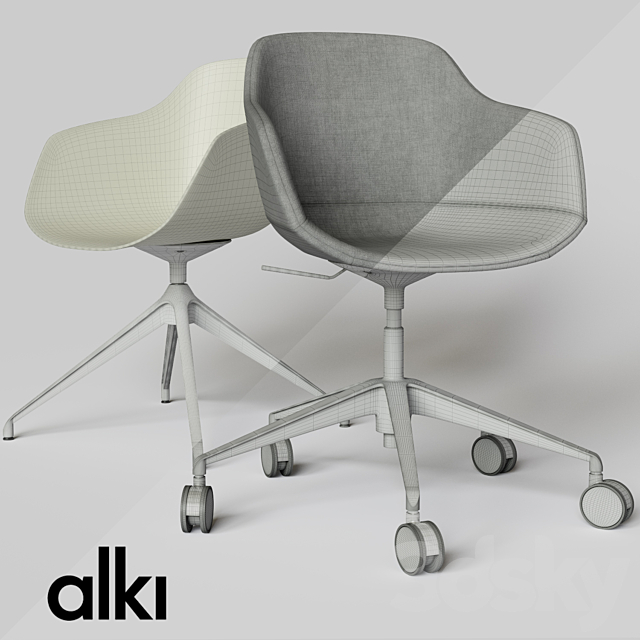 KUSKOA BI | Chair with 5-spoke base 3DSMax File - thumbnail 3