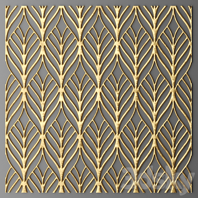 Set. The panel. grille. Panel. grille. Lattice. panel. pattern. art. abstraction. decorative. interior. wall decor. gold. luxury 3DSMax File - thumbnail 2