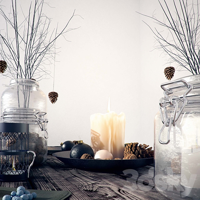 Decorative set with jars and candles 3DSMax File - thumbnail 2