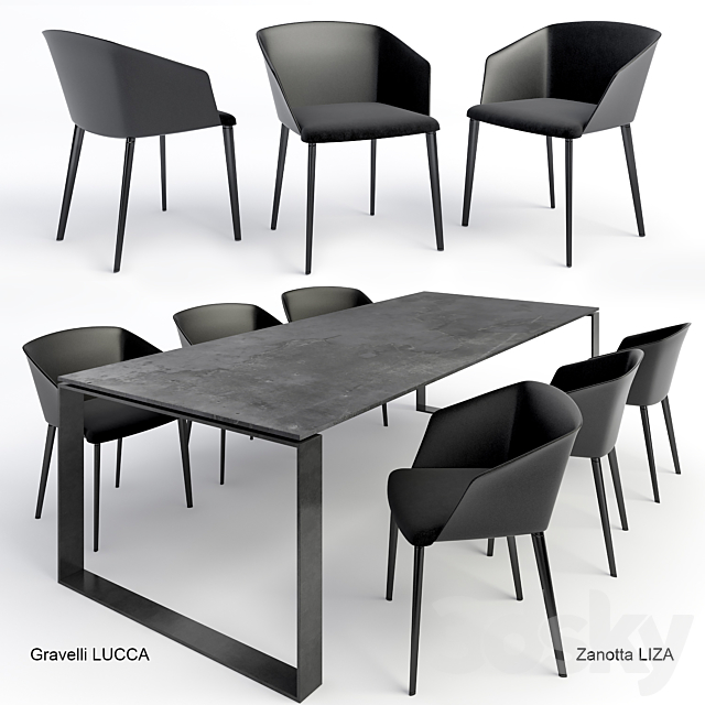 Gravelli table + Zanotta chair 3DSMax File - thumbnail 1