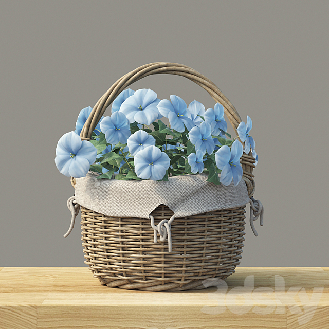 Basket with flowers 3DSMax File - thumbnail 1