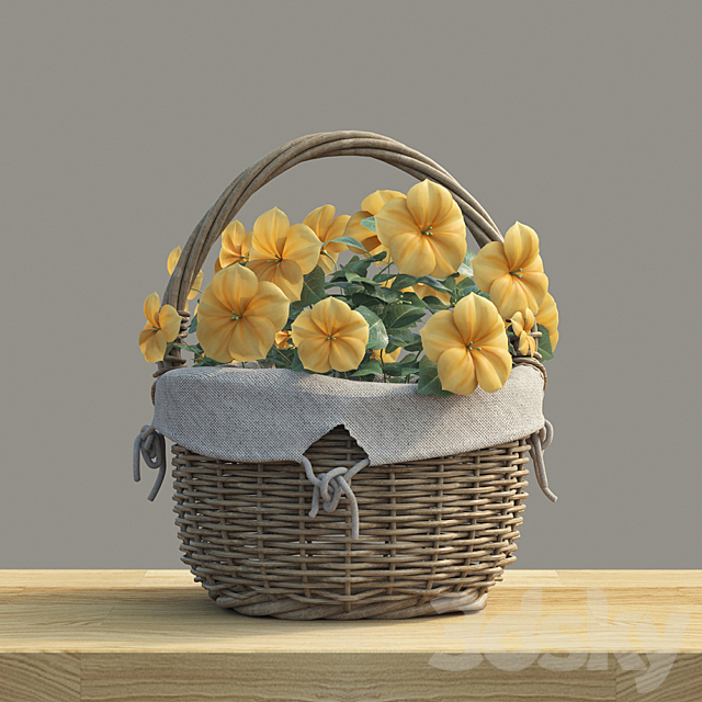 Basket with flowers 3DSMax File - thumbnail 2
