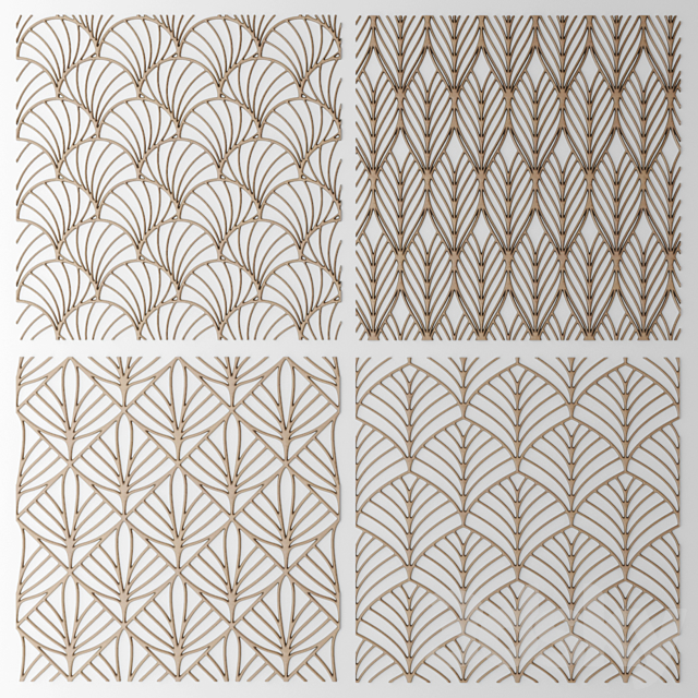Set. The grille panel. Lattice. panel. pattern. art. abstraction. decorative. interior. wall decor 3DSMax File - thumbnail 1