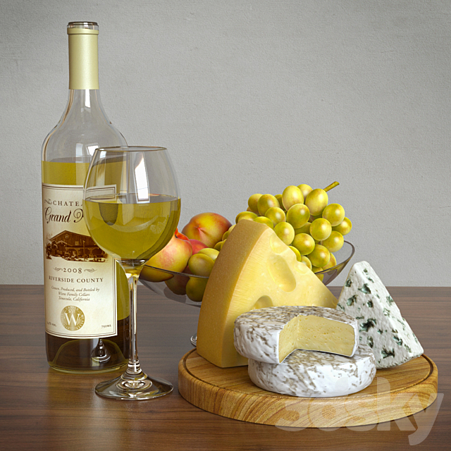 White wine and cheese set Free Download