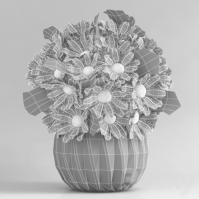 Chrysanthemums in a vase 3DSMax File - thumbnail 3