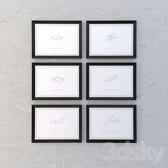 ONE LINE ANIMALS 3d