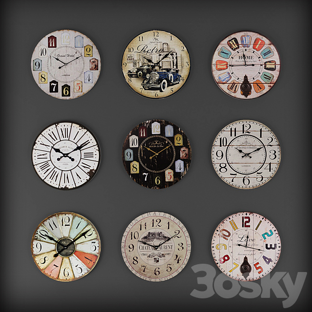 Collection of wall clocks 5 3DSMax File - thumbnail 1