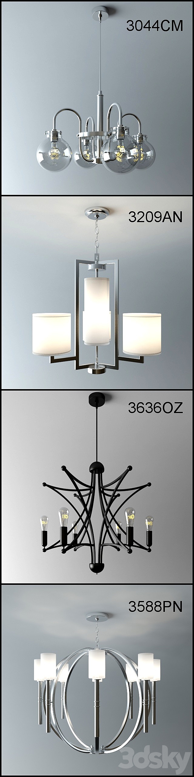 A set of fixtures Hinkley lighting. Part 1 3d