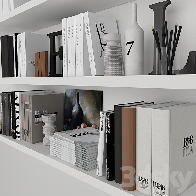 decorative set with books 3d