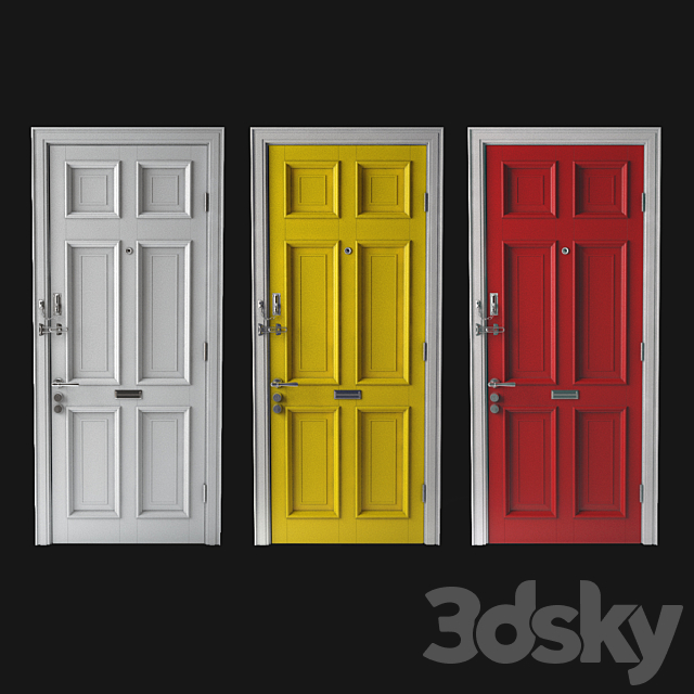 Front door _ door chain _ door lock 3d