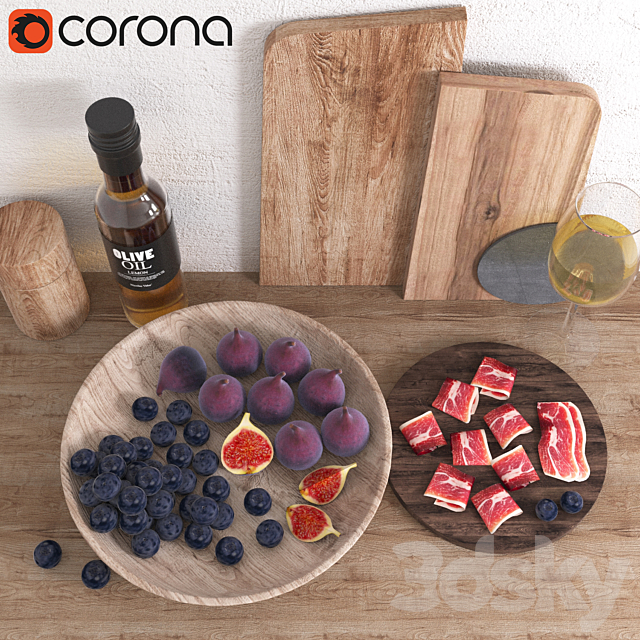 Decorative Set (With wine) 3d