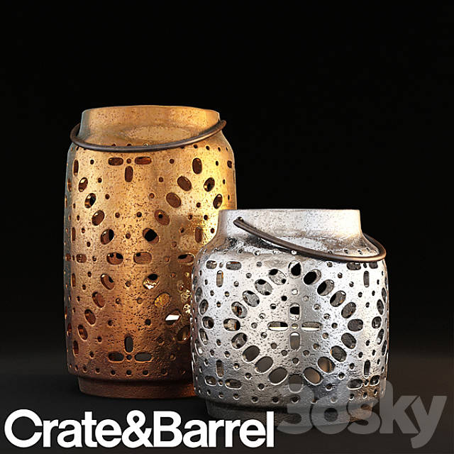 crate & barrel wisteria metallic ceramic lanterns 3DSMax File - thumbnail 2