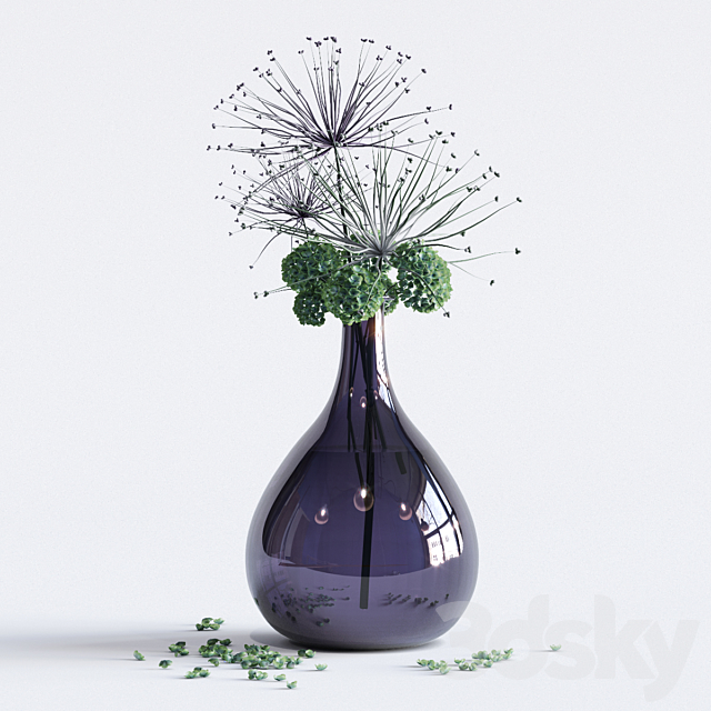Flowers in a glass vase 3DSMax File - thumbnail 1