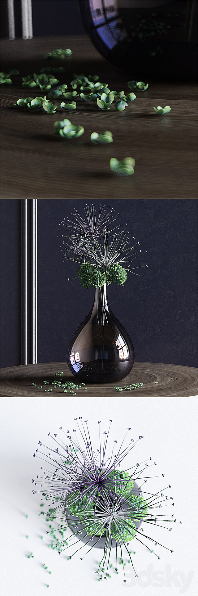 Flowers in a glass vase 3DSMax File - thumbnail 2