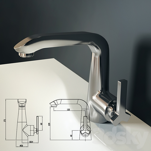 Sink and faucet Bravat Waterfall F173107C 3DSMax File - thumbnail 2