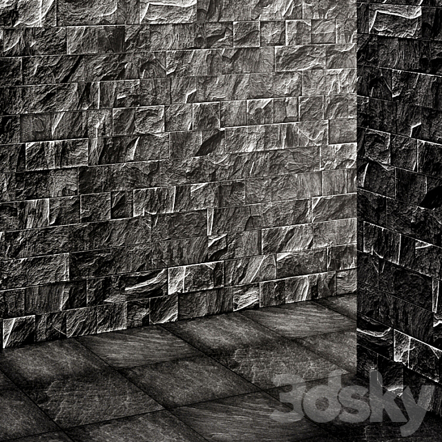 Black Slate. Stone + Tile. slate. stone. stone wall. wild stone 3DSMax File - thumbnail 2