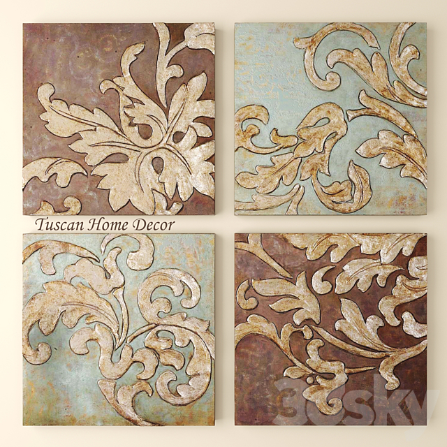Tuscan Home Decor. Pictures. picture. pattern. monogram. wall decor. Italian. classic. luxury 3DSMax File - thumbnail 1